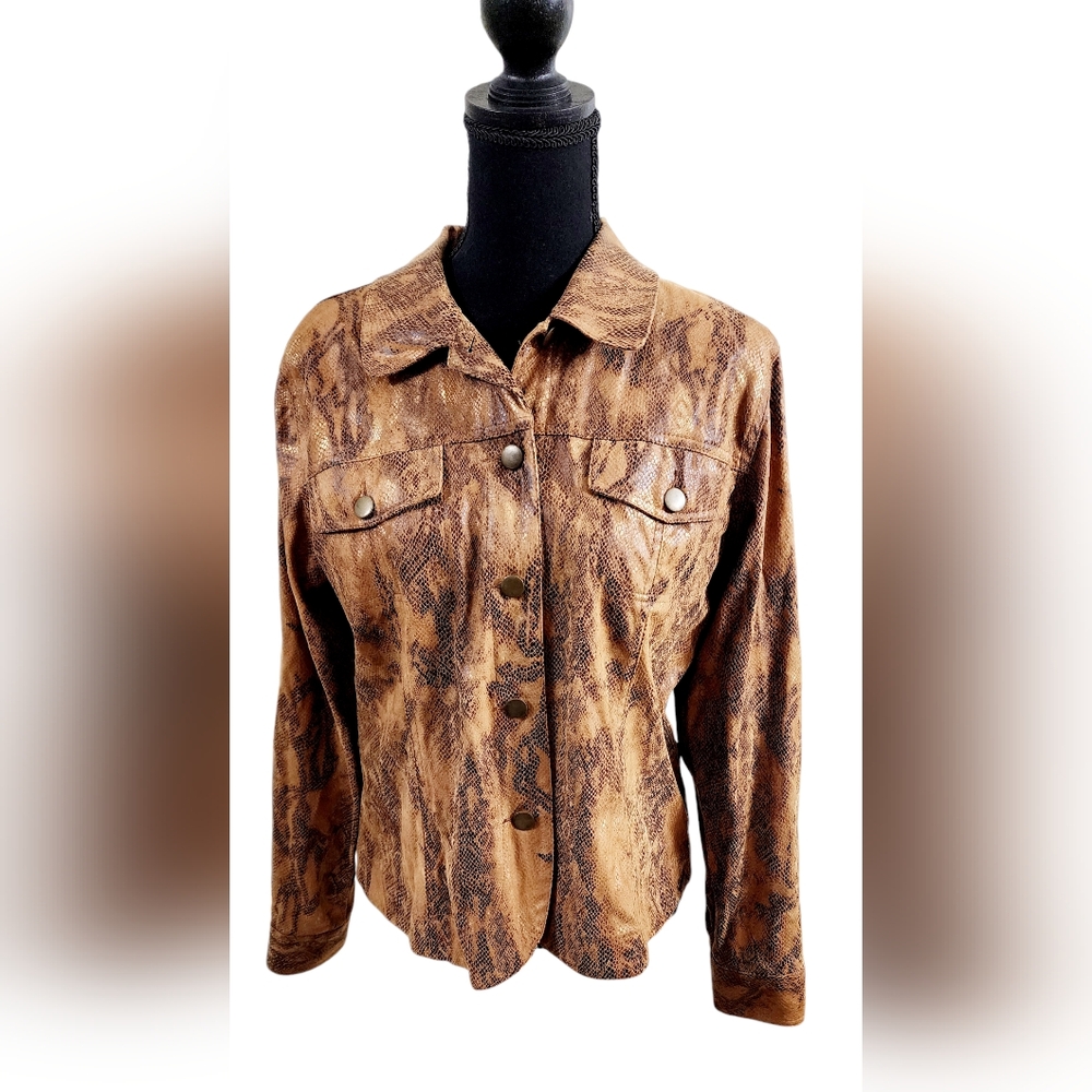 Vintage 90s Birch Hill Brown Faux Snakeskin Jacket